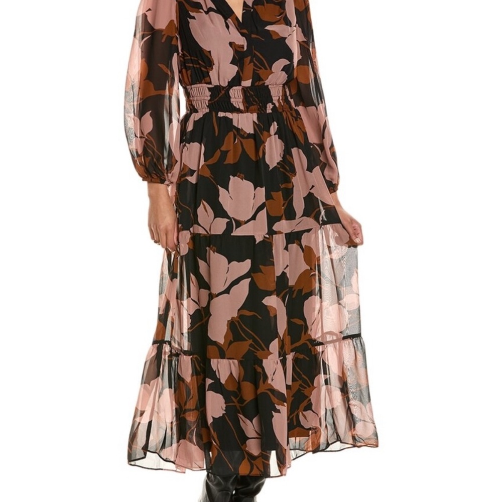 TAYLOR Floral Chiffon Long Sleeved Maxi Dress